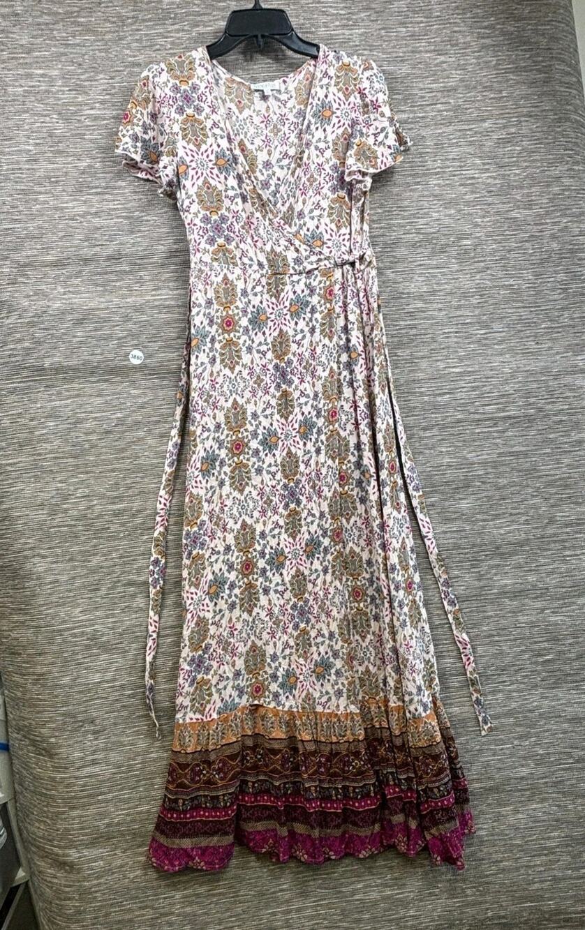 Patrons of Peace Boho Floral Faux Wrap Paisley Maxi Dress Womens Size XS Multi